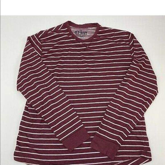 NWT Old navy striped red and white-long sleeve shirt size Large - Picture 1 of 5